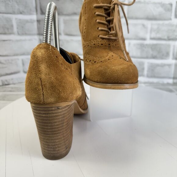 Steve Madden Omyra Women's Size 7.5 Brown Suede Oxford Block Heel Lace Up Bootie - Picture 5 of 12